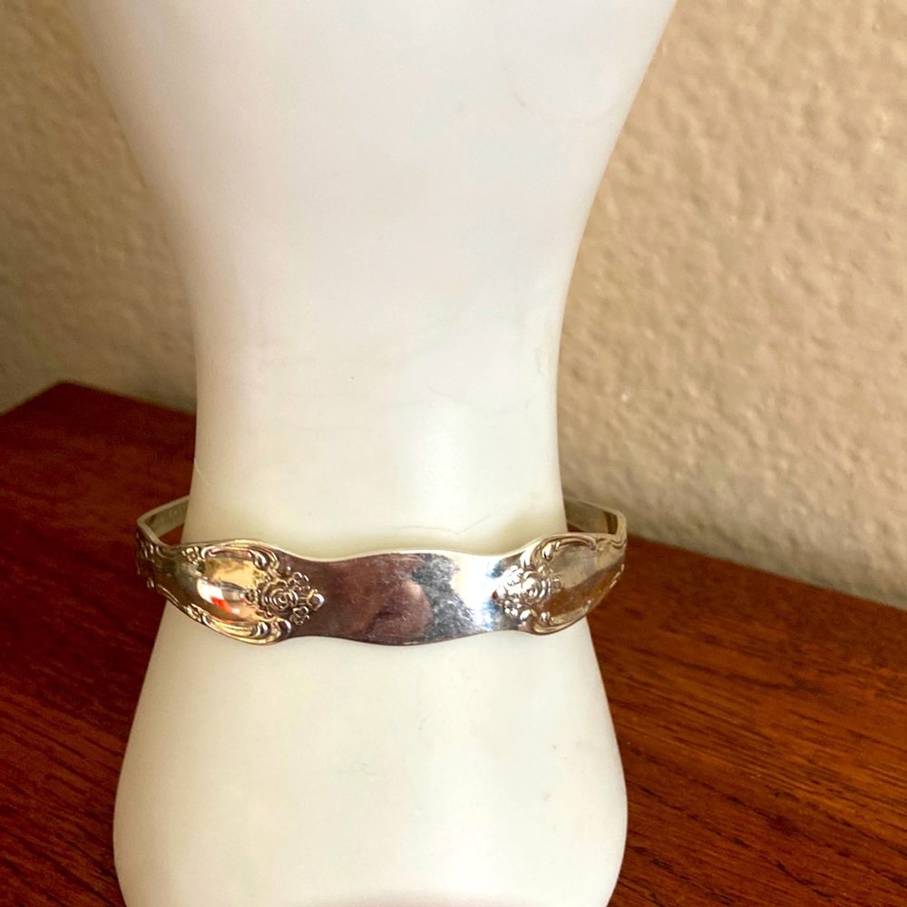 Vintage Silver Plated Spoon Cuff Bracelet Signed WA Rogers Oneida LTD